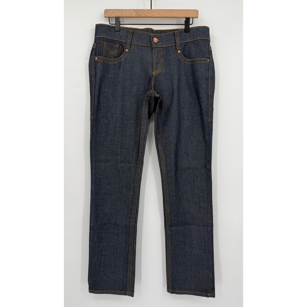 Tag Jeans Womens 32 Blue Dark Wash Straight Leg Low Rise Denim Made USA
